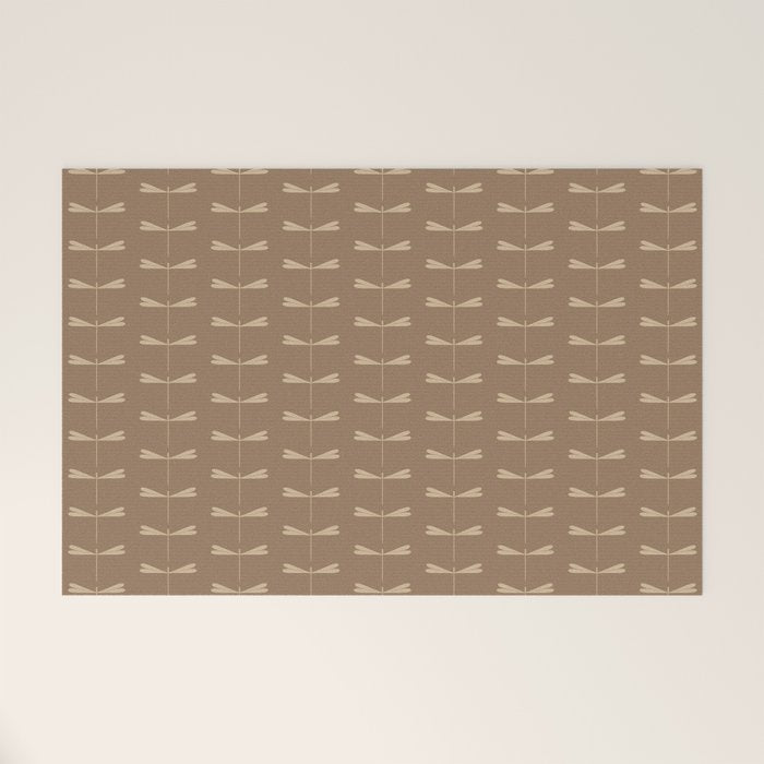 Dragonfly Pattern XI Earthy Beige Welcome Mat Gallery Image 1