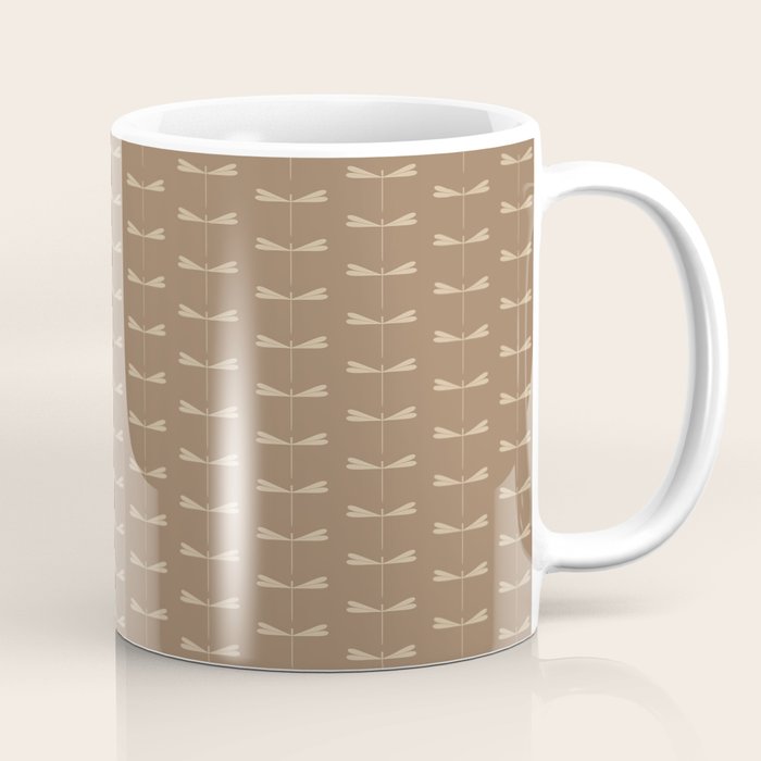 Dragonfly Pattern XI Earthy Beige Coffee Mug Gallery Image 1