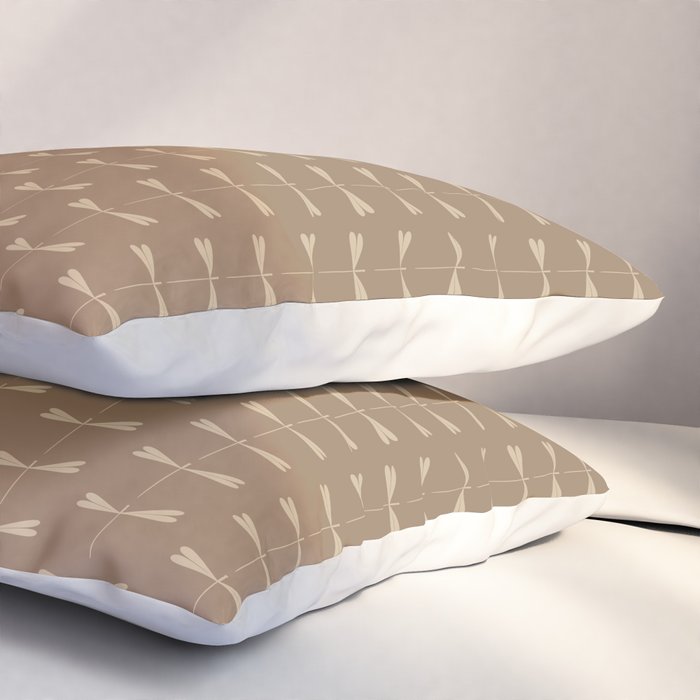 Dragonfly Pattern XI Earthy Beige Pillow Sham Gallery Image 3