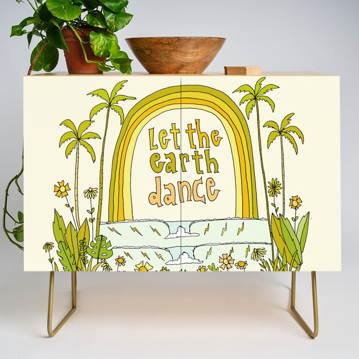 let the earth dance // retro surf art by surfy birdy Credenza Gallery Image 1