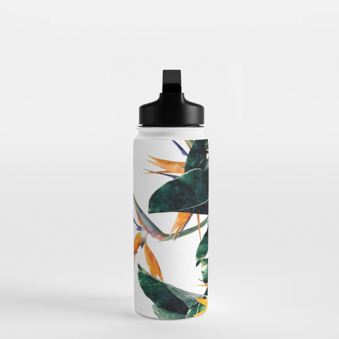 Paradise Bird, Nature Botanical Plant Floral, Tropical Garden Watercolor Painting Water Bottle Gallery Image 3