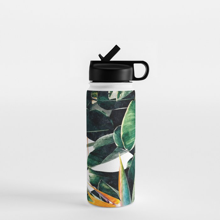 Paradise Bird, Nature Botanical Plant Floral, Tropical Garden Watercolor Painting Water Bottle Gallery Image 1