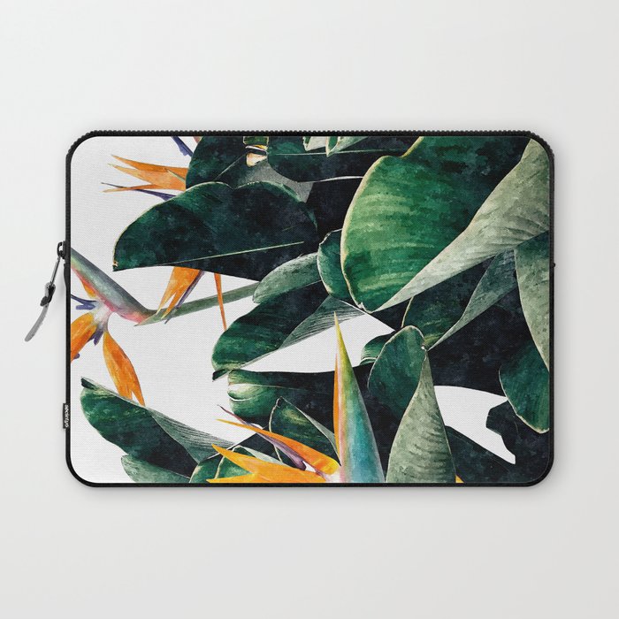 Paradise Bird, Nature Botanical Plant Floral, Tropical Garden Watercolor Painting Laptop Sleeve Gallery Image 1