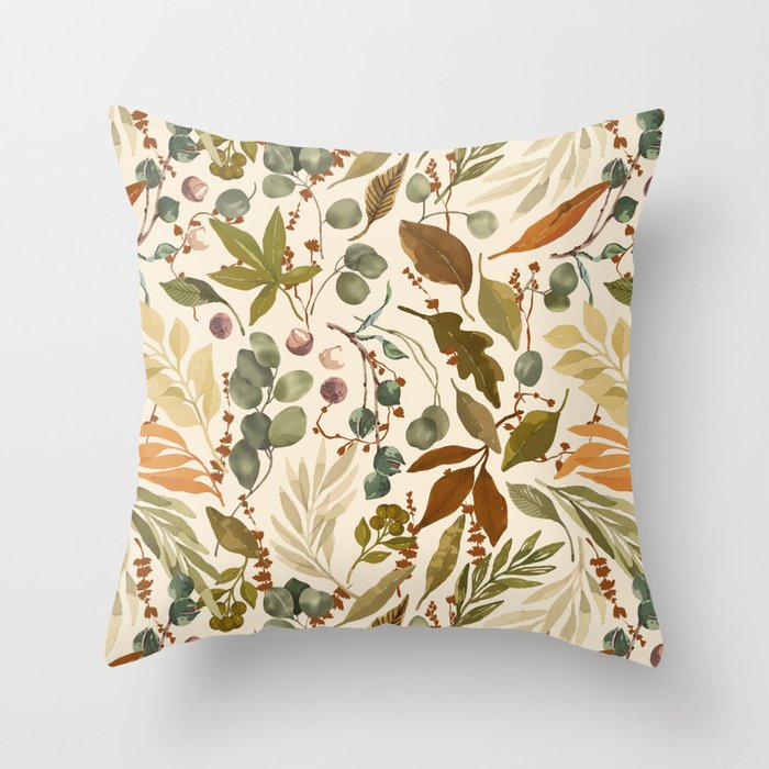 Fall leafy nature B Throw Pillow Gallery Image 6