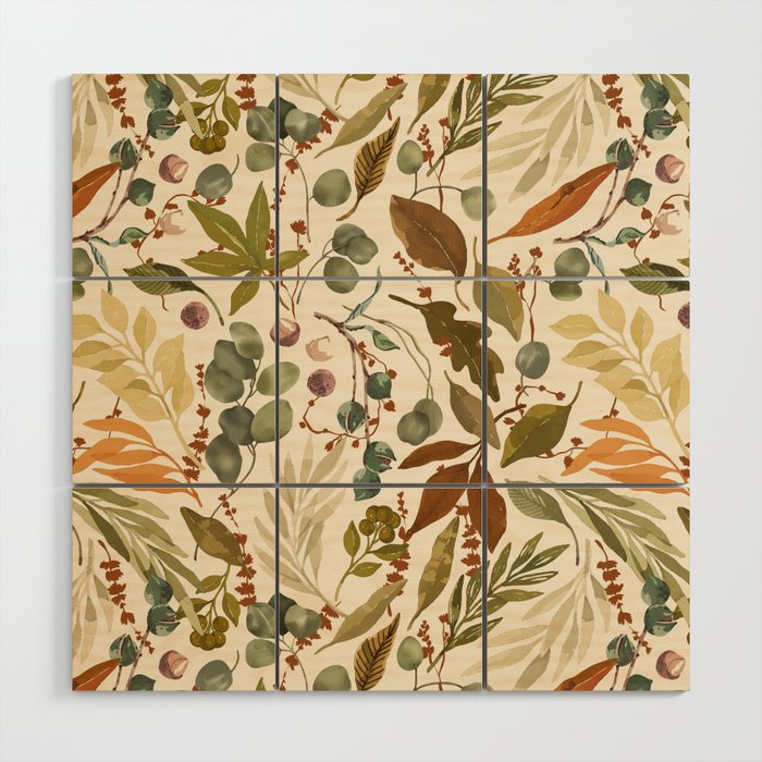 Fall leafy nature B Wood Wall Art Gallery Image 1