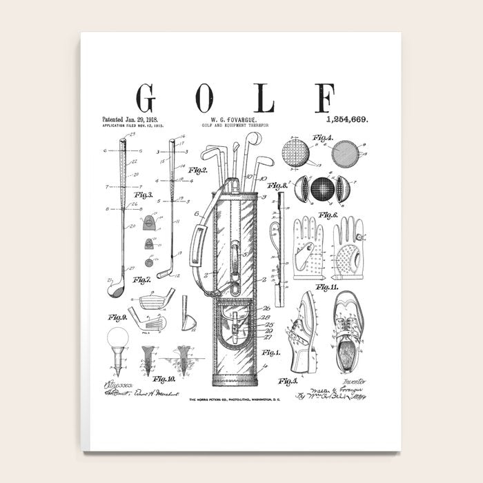 Golf Club Golfer Old Vintage Patent Drawing Print Notebook Gallery Image 4