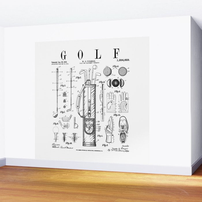 Golf Club Golfer Old Vintage Patent Drawing Print Wall Mural Gallery Image 2