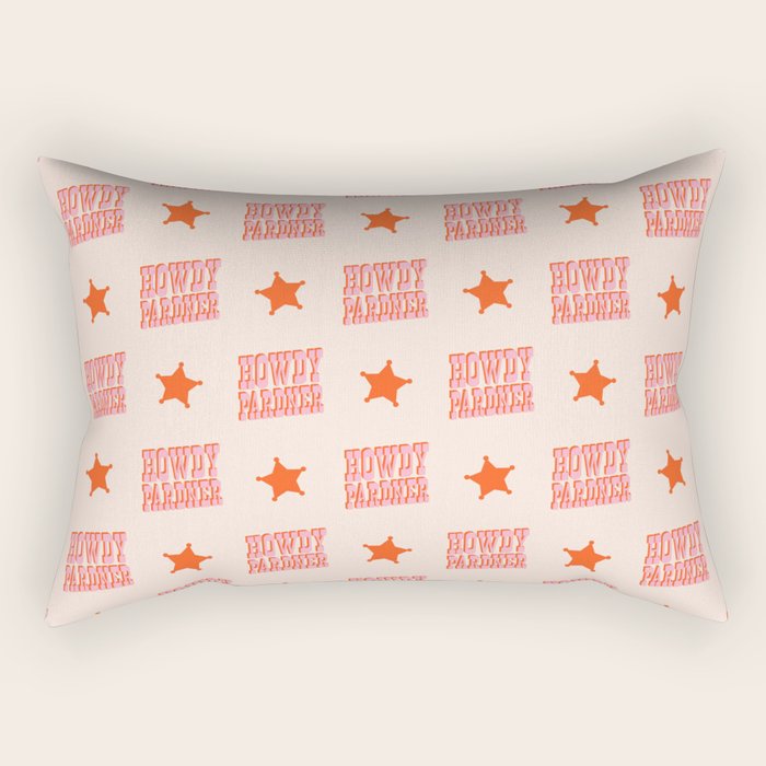 Old West: Howdy Pardner (bright pink and orange saloon style letters) Rectangular Pillow Gallery Image 1