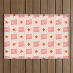 Old West: Howdy Pardner (bright pink and orange saloon style letters) Outdoor Rug Gallery Image 1