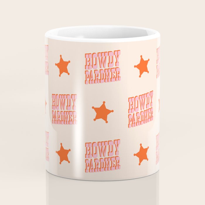Old West: Howdy Pardner (bright pink and orange saloon style letters) Coffee Mug Gallery Image 4