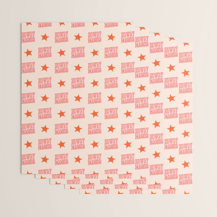 Old West: Howdy Pardner (bright pink and orange saloon style letters) Wrapping Paper Gallery Image 3