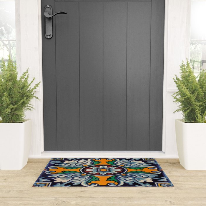 Mandala mexican talavera tile ceramic mosaic Welcome Mat Gallery Image 3