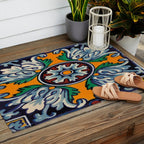 Mandala mexican talavera tile ceramic mosaic Outdoor Rug Gallery Image 2