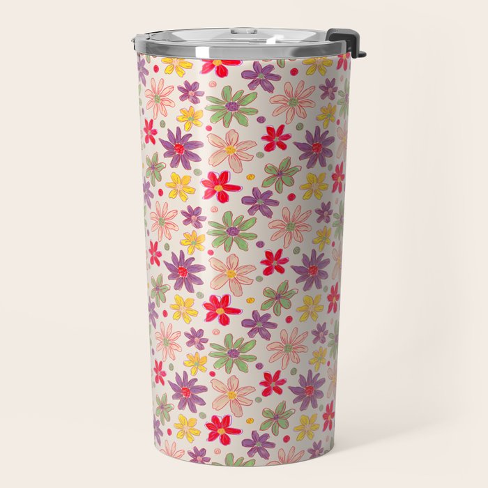 Retro Daisies & Dots Travel Mug Gallery Image 2