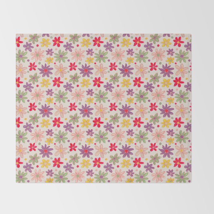 Retro Daisies & Dots Throw Blanket Gallery Image 2
