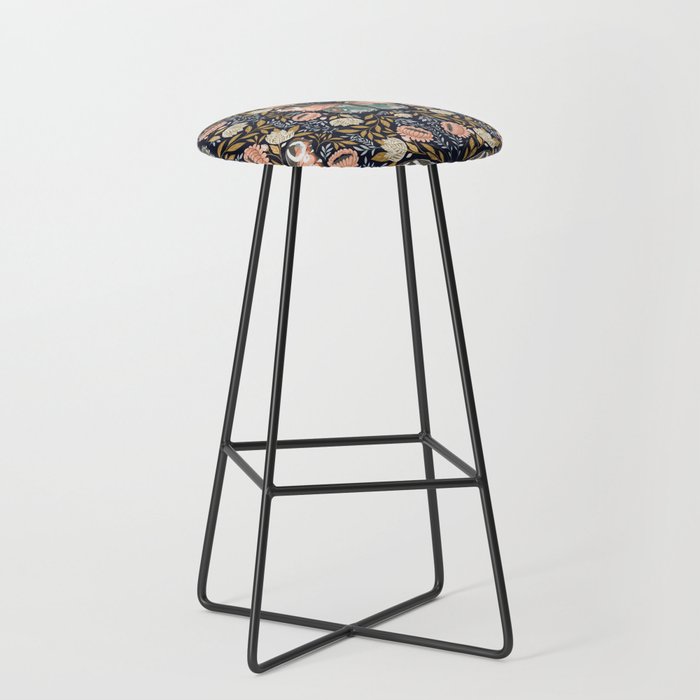 William Morris Inspired Butterfly Pattern - Midnight Garden Stool