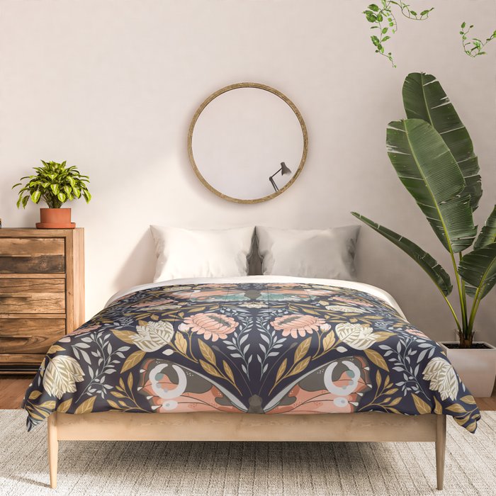 William Morris Inspired Butterfly Pattern - Midnight Garden Comforter Gallery Image 3