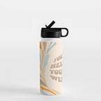 YOUR HEALTH IS YOUR WEALTH with Liquid retro abstract pattern in orange and blue Water Bottle Gallery Image 1