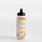 YOUR HEALTH IS YOUR WEALTH with Liquid retro abstract pattern in orange and blue Water Bottle Gallery Image 3