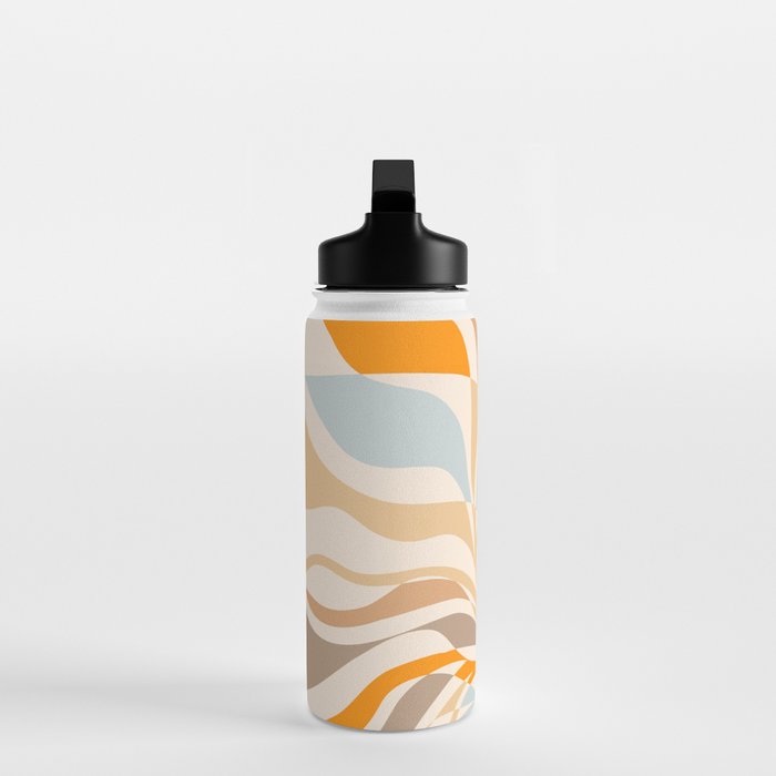 YOUR HEALTH IS YOUR WEALTH with Liquid retro abstract pattern in orange and blue Water Bottle Gallery Image 3
