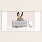 Baby Donkey in a Bathtub, Donkey Taking a Bath, Donkey Bathing, Bathtub Animal Art Print By Synplus Desk Mat Gallery Image 1