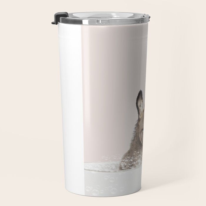 Baby Donkey in a Bathtub, Donkey Taking a Bath, Donkey Bathing, Bathtub Animal Art Print By Synplus Travel Mug Gallery Image 3