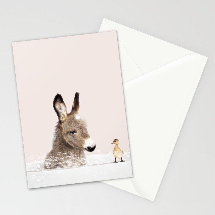 Baby Donkey in a Bathtub, Donkey Taking a Bath, Donkey Bathing, Bathtub Animal Art Print By Synplus Stationery Card Gallery Image 2