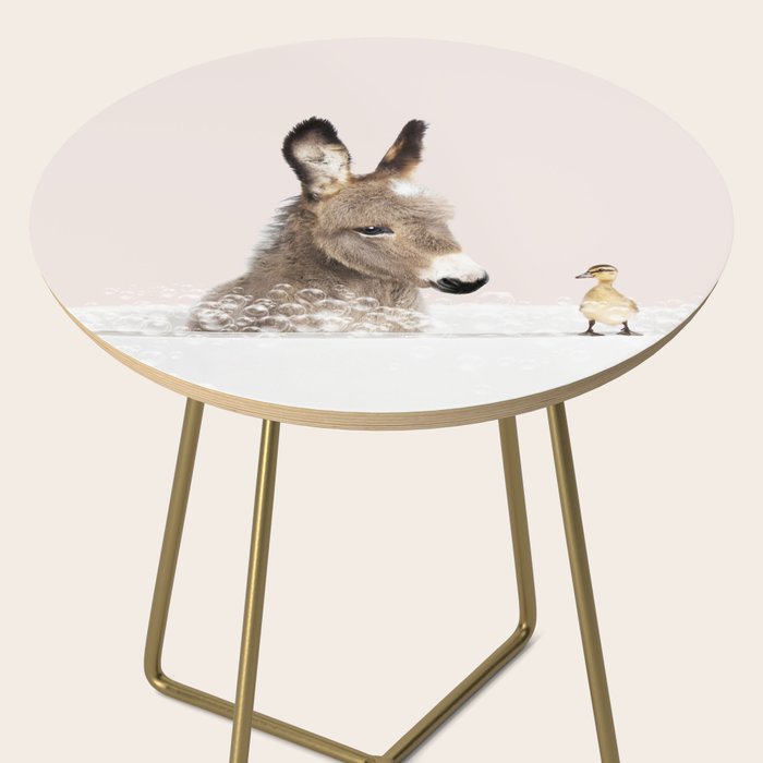 Baby Donkey in a Bathtub, Donkey Taking a Bath, Donkey Bathing, Bathtub Animal Art Print By Synplus Side Table Gallery Image 2