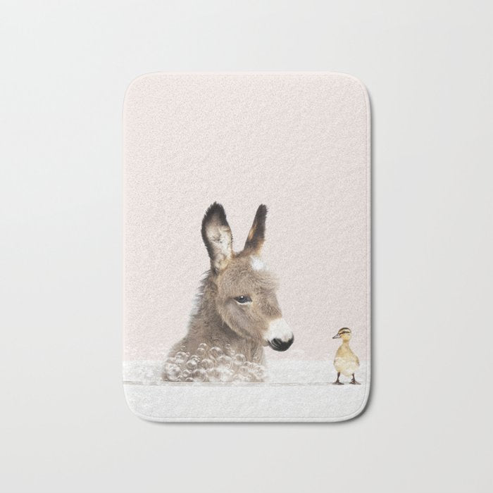 Baby Donkey in a Bathtub, Donkey Taking a Bath, Donkey Bathing, Bathtub Animal Art Print By Synplus Bath Mat Gallery Image 1