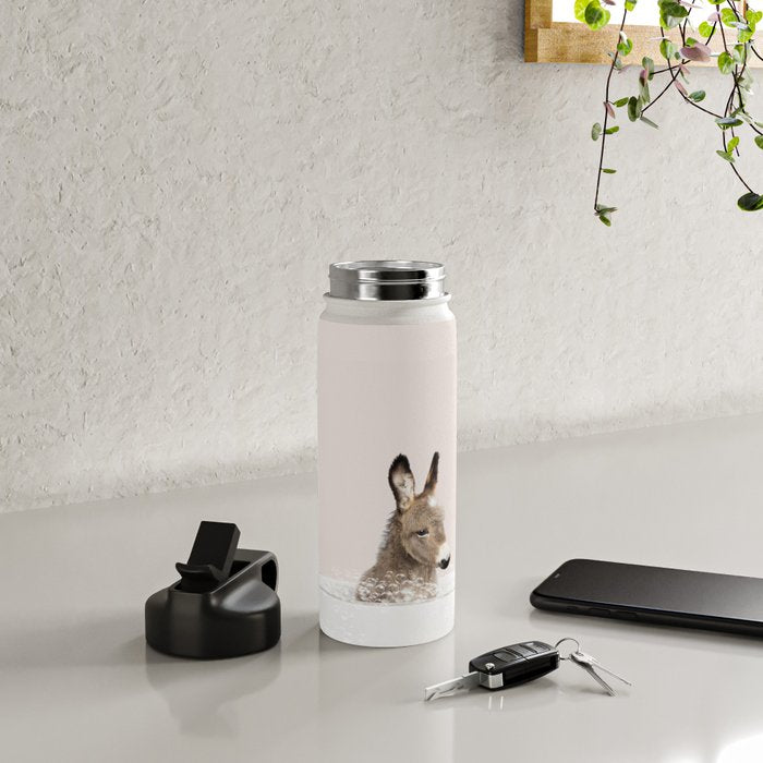 Baby Donkey in a Bathtub, Donkey Taking a Bath, Donkey Bathing, Bathtub Animal Art Print By Synplus Water Bottle Gallery Image 4