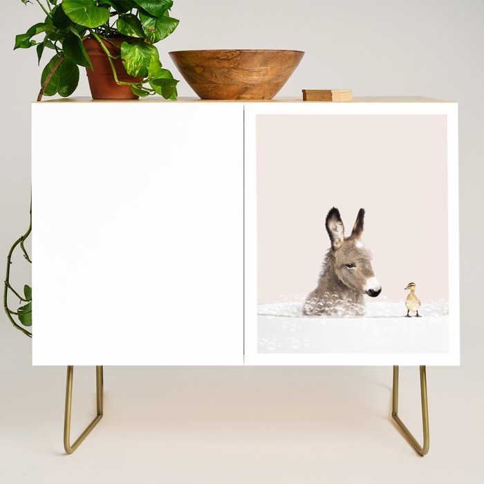 Baby Donkey in a Bathtub, Donkey Taking a Bath, Donkey Bathing, Bathtub Animal Art Print By Synplus Credenza Gallery Image 1
