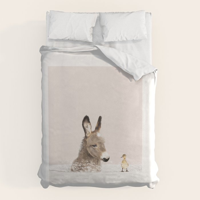 Baby Donkey in a Bathtub, Donkey Taking a Bath, Donkey Bathing, Bathtub Animal Art Print By Synplus Duvet Cover Gallery Image 6