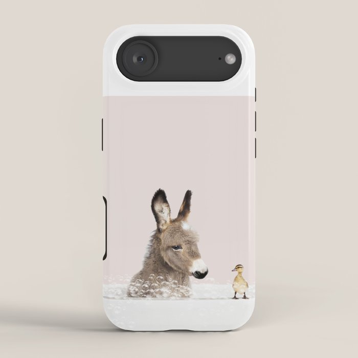 Baby Donkey in a Bathtub, Donkey Taking a Bath, Donkey Bathing, Bathtub Animal Art Print By Synplus iPhone Case Gallery Image 2