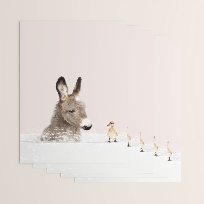 Baby Donkey in a Bathtub, Donkey Taking a Bath, Donkey Bathing, Bathtub Animal Art Print By Synplus Wrapping Paper Gallery Image 3