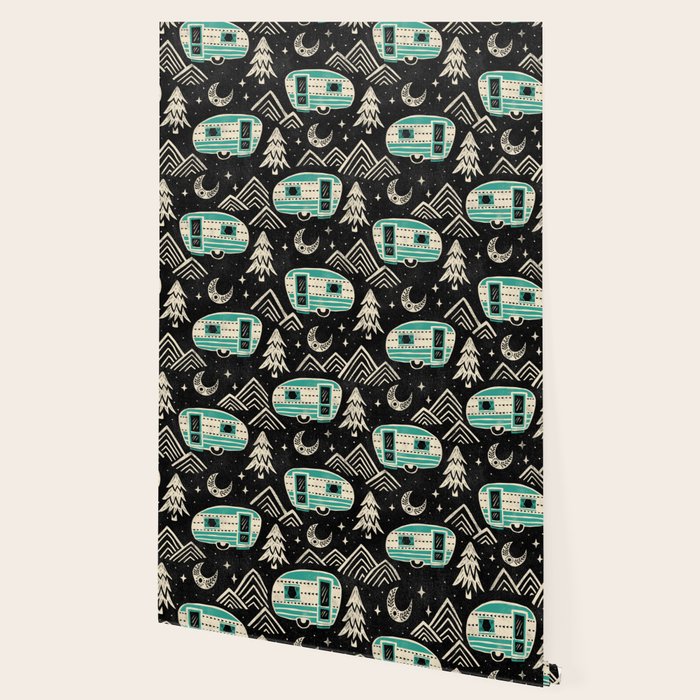 Little Camper - black, cream, and teal Wallpaper Gallery Image 2