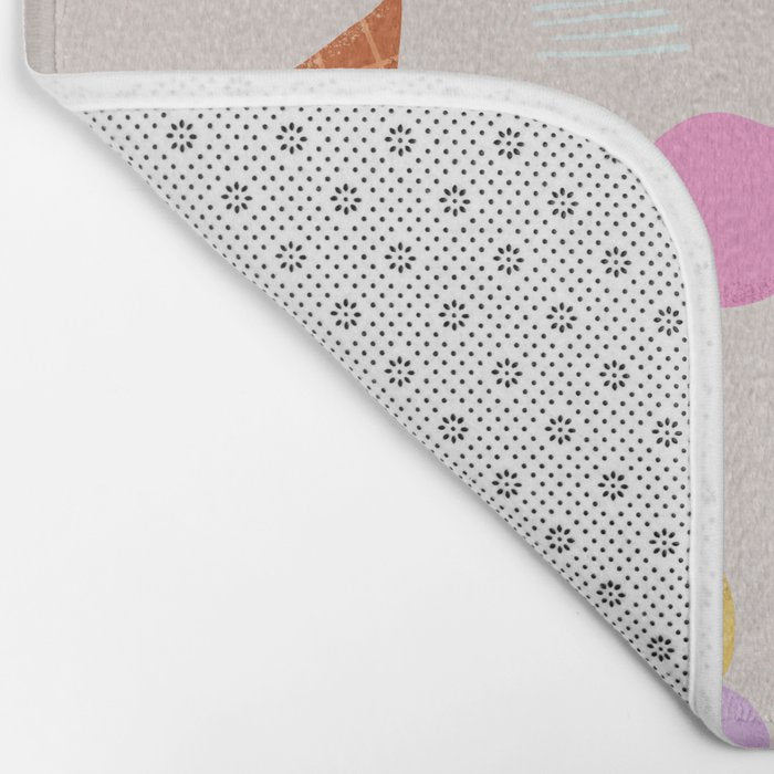 Pastel Nostalgic Doodles - Retro Teen Pattern Bath Mat Gallery Image 2