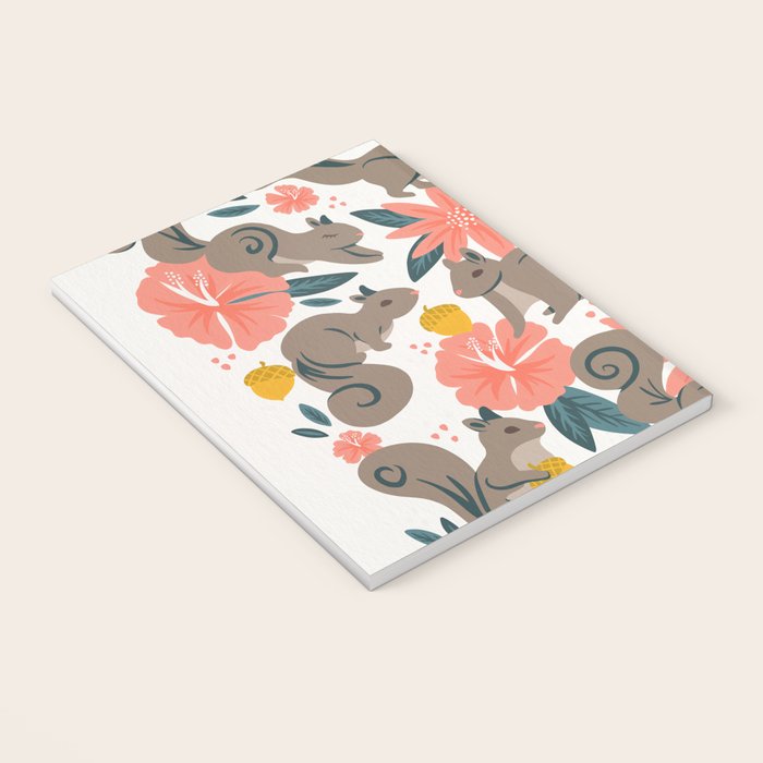 Squirrels & Blooms - Coral & Teal Notebook Gallery Image 3