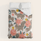 Squirrels & Blooms - Coral & Teal Comforter Gallery Image 6