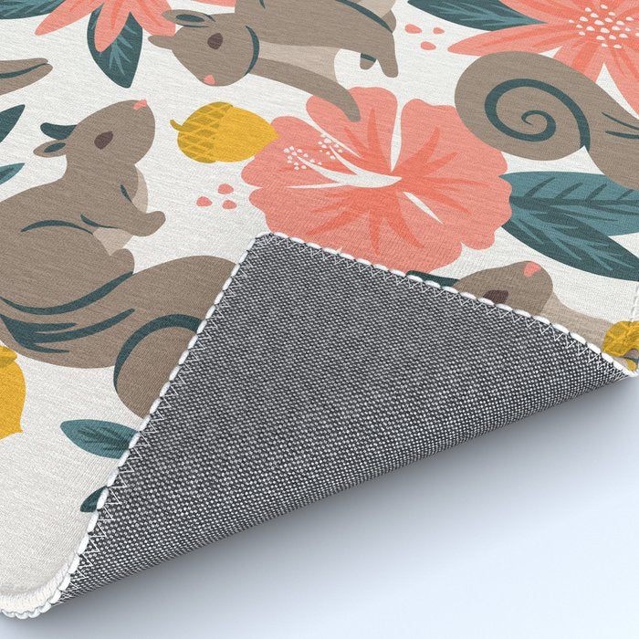 Squirrels & Blooms - Coral & Teal Rug Gallery Image 4