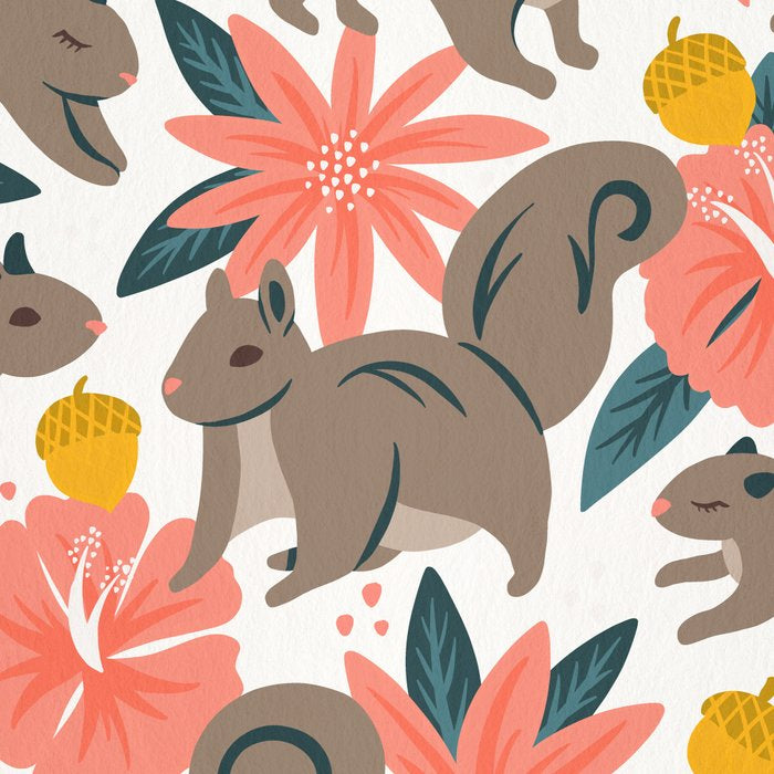 Squirrels & Blooms - Coral & Teal Coffee Mug Gallery Image 2