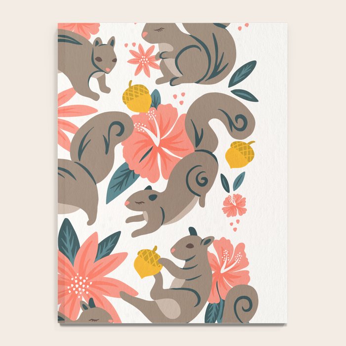 Squirrels & Blooms - Coral & Teal Notebook Gallery Image 4