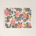 Squirrels & Blooms - Coral & Teal Welcome Mat Gallery Image 1