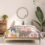 Squirrels & Blooms - Coral & Teal Comforter Gallery Image 3