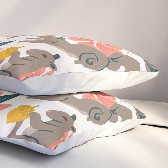 Squirrels & Blooms - Coral & Teal Pillow Sham Gallery Image 3