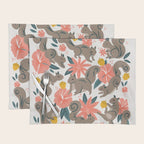 Squirrels & Blooms - Coral & Teal Placemat Gallery Image 1