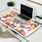 Squirrels & Blooms - Coral & Teal Desk Mat Gallery Image 2