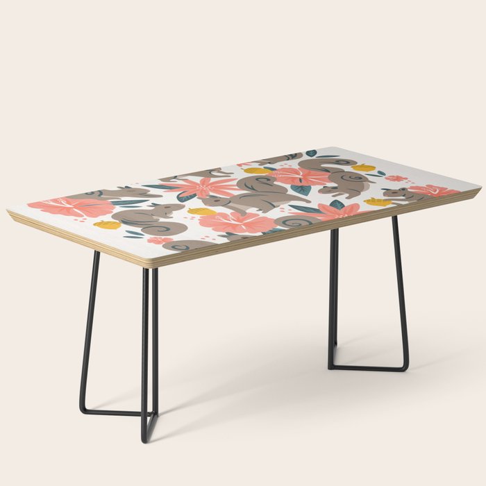 Squirrels & Blooms - Coral & Teal Coffee Table Gallery Image 1