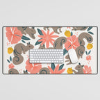 Squirrels & Blooms - Coral & Teal Desk Mat Gallery Image 1