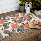 Squirrels & Blooms - Coral & Teal Outdoor Rug Gallery Image 2
