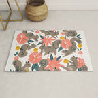 Squirrels & Blooms - Coral & Teal Rug Gallery Image 1